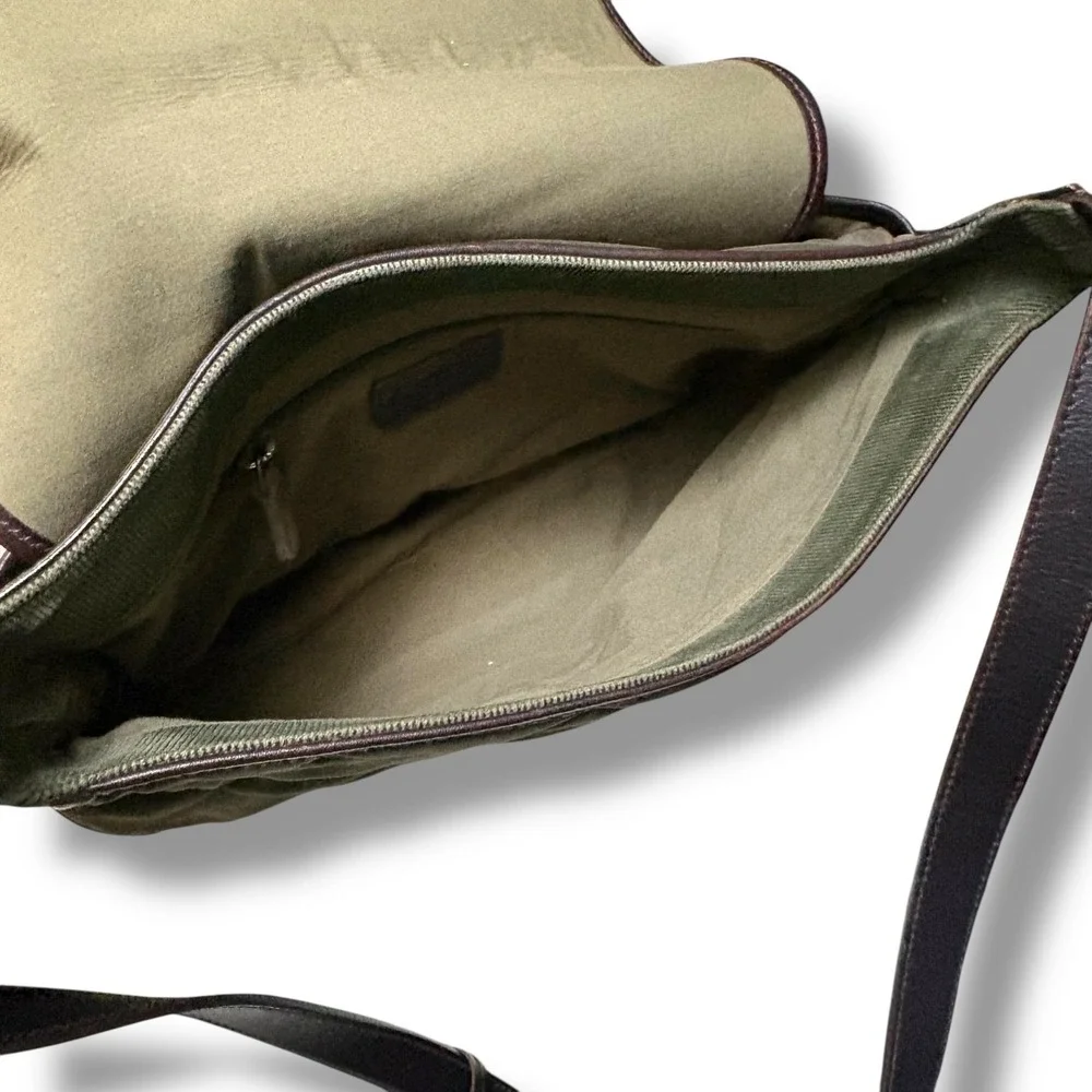 Quilted Olive Green Lauren Ralph Lauren Crossbody Bag Leather Trim - Picture 7 of 8